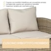 OUTSUNNY SET MOBILI DA GIARDINO 6 PEZZI IN RATTAN CON DIVANI, POLTRONE E TAVOLI CONTENITORE, BEIGE