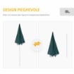 OMBRELLONE DA SPIAGGIA E DA GIARDINO 220CM CON TENDA PARASOLE, POLIESTERE E METALLO, VERDE SCURO E BIANCO