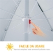 OMBRELLONE DA SPIAGGIA E DA GIARDINO 220CM CON TENDA PARASOLE, POLIESTERE E METALLO, VERDE SCURO E BIANCO