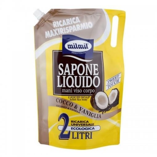 MIL MIL SAPONE LIQUIDO COCCO E VANIGLIA RICARICA UNIVERSALE ECOLOGICA 2 LITRI OKX