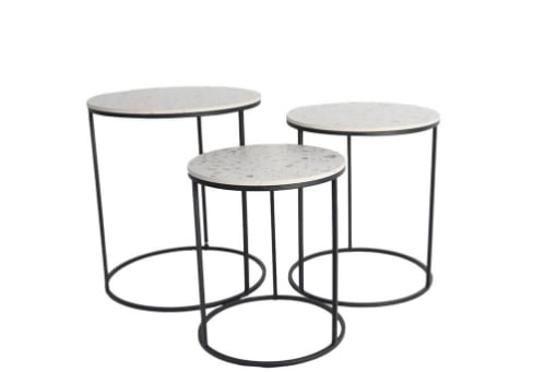 SET 3 TAOLINI TONDI DA CAFFÈ 45/40/35CM  CON TOP BIANCO OKX