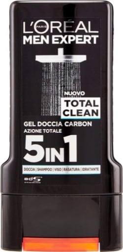 L'OREAL PARIS MEN EXPERT GEL PER DOCCIA DA 300ML TOTAL CLEAN AL CARBONE 