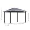 GAZEBO DA GIARDINO 3.6X3M CON TETTO IN POLICARBONATO ANTI UV E TENDE, GRIGIO