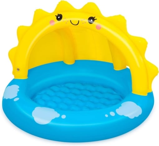 BESTWAY PISCINA SUNNY DAYS CON FONDO GONFIABILE E COPERTURA 101X97X71 CM PER BAMBINI 2+