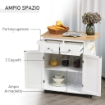 CARRELLO DA CUCINA PORTASPEZIE A 3 LIVELLI E 4 RUOTE IN MDF E TRUCIOLAT  89X45X89 CM BIANCO