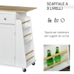 CARRELLO DA CUCINA PORTASPEZIE A 3 LIVELLI E 4 RUOTE IN MDF E TRUCIOLAT  89X45X89 CM BIANCO