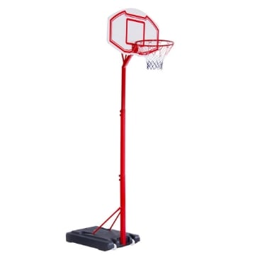 CANESTRO DA BASKET AUTOPORTANTE CON ALTEZZA REGOLABILE 210-260 CM E RUOTE COLOR ROSSO