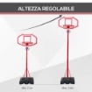 CANESTRO DA BASKET AUTOPORTANTE CON ALTEZZA REGOLABILE 210-260 CM E RUOTE COLOR ROSSO