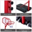 CANESTRO DA BASKET AUTOPORTANTE CON ALTEZZA REGOLABILE 210-260 CM E RUOTE COLOR ROSSO