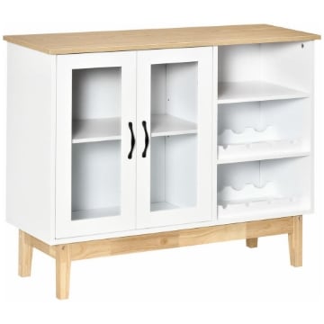 CREDENZA MODERNA CON CANTINETTA PORTABOTTIGLIE A 3 RIPIANI IN MDF E TRUCIOLATO 103X34X80 CM BIANCO