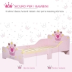 LETTO PER BAMBINI PRINCESS DA 3-6 ANNI CON SPONDE DI SICUREZZA E DOGHE IN LEGNO 143L X 73P X 60A CM ROSA