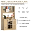 MOBILE CREDENZA ALTA DA CUCINA CON CASSETTO + MENSOLE , RIPIANI E PORTABOTTIGLIE, IN LEGNO ROVERE 106L X 48P X 180A CM 