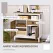 MOBILE DA CUCINA IN STILE RUSTICO CON ARMADIETTI E CASSETTO 76.6X 35X 81.5 CM BIANCO E MARRONE