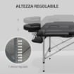 LETTINO PER MASSAGGIO PORTATILE E PIEGHEVOLE CON ALTEZZA REGOLABILE E SEDUTA IMBOTTITA 186X71X62-83 CM NERO