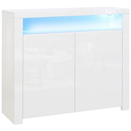 MOBILETTO SALVASPAZIO MULTIUSO PER INGRESSO SALOTTO O BAGNO IN LEGNO BIANCO CON LUCI LED COLORATE 107X35X97 CM