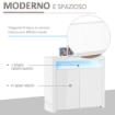 MOBILETTO SALVASPAZIO MULTIUSO PER INGRESSO SALOTTO O BAGNO IN LEGNO BIANCO CON LUCI LED COLORATE 107X35X97 CM