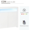 MOBILETTO SALVASPAZIO MULTIUSO PER INGRESSO SALOTTO O BAGNO IN LEGNO BIANCO CON LUCI LED COLORATE 107X35X97 CM