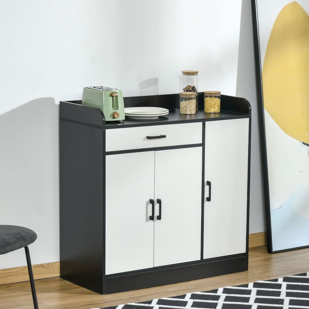 YESHOMY Armadietto da bar, credenza da buffet con cassetto e ripiano regolabile, ampia scrivania per cucina, sala da pranzo, bagno, ingresso, marrone