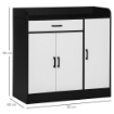 MOBILETTO DA CUCINA MODERNO IN MDF CON 2 ARMADIETTI,1 CASSETTO E RIPIANI REGOLABILI, 90X40X90 CM BIANCO E NERO