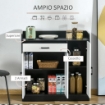 MOBILETTO DA CUCINA MODERNO IN MDF CON 2 ARMADIETTI,1 CASSETTO E RIPIANI REGOLABILI, 90X40X90 CM BIANCO E NERO