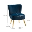 POLTRONA MODERNA IN STILE SCANDINAVO IMBOTTITA E RIVESTITA IN TESSUTO VELLUTATO 56X65.5X82.5 CM  BLU