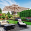 OMBRELLONE PARASOLE DOPPIO TETTO DA GIARDINO 3 X 3 M CREMA BAMBÙ