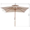 OMBRELLONE PARASOLE DOPPIO TETTO DA GIARDINO 3 X 3 M CREMA BAMBÙ