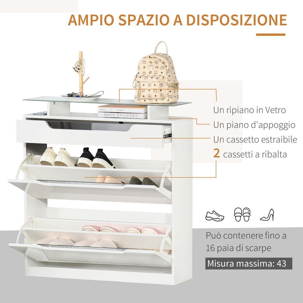 Scarpiera da Ingresso, Organizer Scarpe, scarpiera salvaspazio Slim, Scarpiera, scarpiera autoportante con cassetti e Gambe in Metallo, scarpiera Moderna con 3 cassetti ribaltabili (Color : White, S