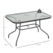 TAVOLO DA GIARDINO IN METALLO E VETRO CON FORO OMBRELLONE 120 X 80 X 70 CM