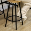 SET DA BAR 5 PEZZI CON TAVOLO ALTO E 4 SGABELLI STILE INDUSTRIALE, MARRONE E NERO