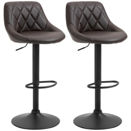 SET 2 SGABELLI DA BAR DI DESIGN GIREVOLI CON ALTEZZA REGOLABILE - MARRONE