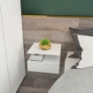 SET DA 2 COMODINI SOSPESI PER CAMERA DA LETTO CON CASSETTO E MENSOLA SUPERIORE IN LEGNO 35X32X22.5CM, BIANCO