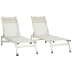 CHAISE LONGUE LETTINO PRENDISOLE RECLINABILE 2PZ IN ALLUMINIO E POLIESTERE, 55X195X30 CM, BEIGE