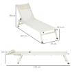 CHAISE LONGUE LETTINO PRENDISOLE RECLINABILE 2PZ IN ALLUMINIO E POLIESTERE, 55X195X30 CM, BEIGE