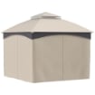 GAZEBO DA GIARDINO 3X3 M IN ACCIAIO CON DOPPIO TETTUCCIO, RETI E TENDE INCLUSE, BEIGE E GRIGIO