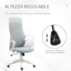 SEDIA DA UFFICIO ERGONOMICA CON ALTEZZA REGOLABILE E FUNZIONE DI INCLINAZIONE, 62X56X110-119.5 CM GRIGIA