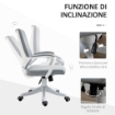 SEDIA DA UFFICIO ERGONOMICA CON ALTEZZA REGOLABILE E FUNZIONE DONDOLO 62L X 69P X 92-102A CM  GRIGIO