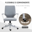 SEDIA DA UFFICIO ERGONOMICA CON ALTEZZA REGOLABILE E FUNZIONE DONDOLO 62L X 69P X 92-102A CM  GRIGIO