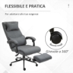 SEDIA DA UFFICIO ERGONOMICA AD ALTEZZA REGOLABILE CON BRACCIOLI E POGGIAPIEDI 66X70X115-123 CM GRIGIA