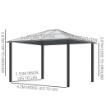 GAZEBO DA GIARDINO IN ACCIAIO, ALLUMINIO E POLIESTERE CON TETTO IN POLICARBONATO E ZANZARIERE, 2.94X3.60X2.67 M