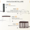 GAZEBO DA GIARDINO CON ZANZARIERA E BORSA DA TRASPORTO CON RUOTE, 300X300X270 CM, COLOR CREMA