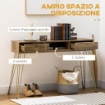 TAVOLO CONSOLLE IN TRUCIOLATO E ACCIAIO PER INGRESSO E SOGGIORNO CON RIPIANO APERTO E 2 CASSETTI, 120X29X79 CM