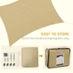 VELA OMBREGGIANTE RETTANGOLARE 4X3 M BEIGE IN HDPE CON ACCESSORI E BORSA DA VIAGGIO INCLUSI