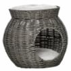 CESTA PER GATTI A 2 LIVELLI IN RATTAN PE CON CUSCINI LAVABILI IN PELUCHE, F50X43.5CM - GRIGIO SCURO