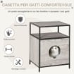 CASETTA PER GATTI MOBILETTO MULTIUSO CON CUSCINO LAVABILE IN ACCIAIO E LEGNO, 48X40X65.5CM, GRIGIO