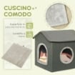 CASETTA PER GATTI CON CUSCINI LAVABILI 2 ENTRATE, 39X43.5X40.5CM  GRIGIO