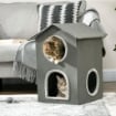 CASETTA PER GATTI A DUE LIVELLI CON CUSCINI LAVABILI 3 ENTRATE, 42X46X59.5 CM, GRIGIO