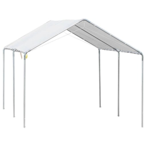 TENDONE PER AUTO IN ACCIAIO ZINCATO CON KIT DI ANCORAGGIO, 5.95X2.94X2.6M - BIANCO
