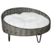 CUCCIA PER CANI E GATTI IN RATTAN PE CON CUSCINO IN PELUCHE LAVABILE, F60X32CM GRIGIO SCURO