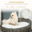 CUCCIA PER CANI E GATTI IN RATTAN PE CON CUSCINO IN PELUCHE LAVABILE, F60X32CM GRIGIO SCURO